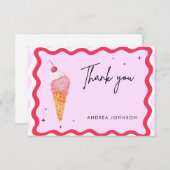 Roze en rode ijskap Dank u Vrijgezellenfeest Bedankkaart (Voorkant / Achterkant)