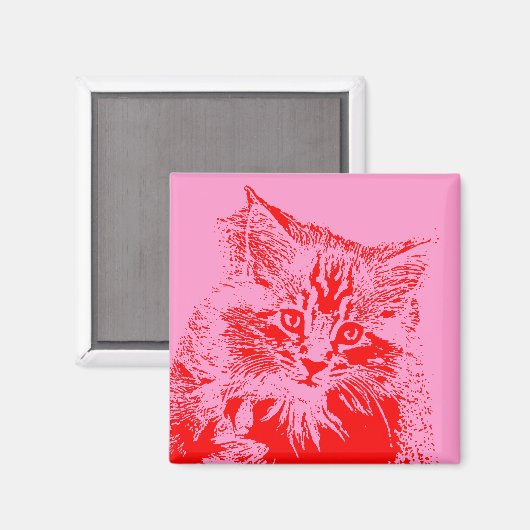 Roze en Rode Kat magneet (Voorkant / Achterkant)