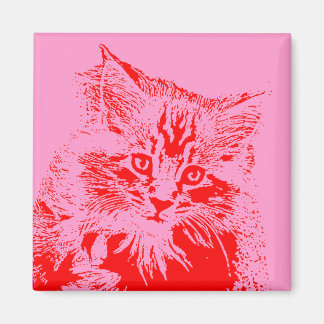Roze en Rode Kat magneet
