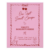 Roze en Rode Kers Bachelorette Feestweekend Perfect Poster (Voorkant)