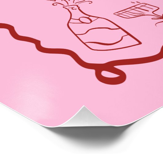 Roze en Rode Kers Bachelorette Feestweekend Perfect Poster (Hoek)