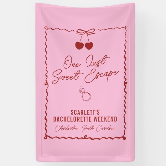 Roze en Rode Kers Bachelorette Feestweekend Spandoek