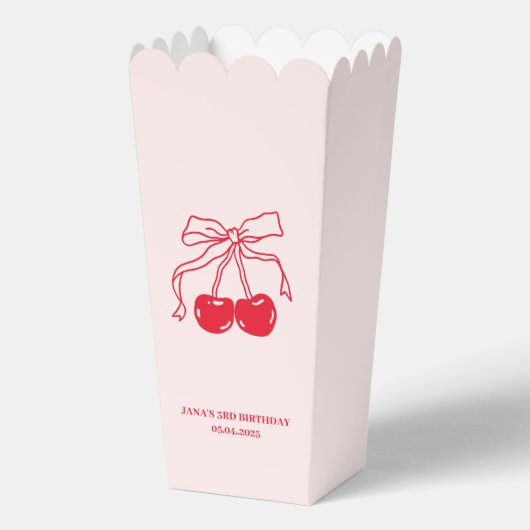 Roze en rode kers | Verjaardagsfeestje Treat Bag Bedankdoosjes (Achterkant)