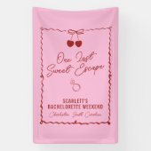 Roze en Rode Kersen Bachelorette-feestweekend Spandoek (Verticaal)