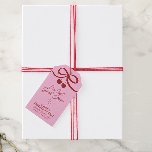 Roze en Rode Kersen Bachelorette-weekend Cadeaulabel