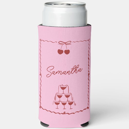 Roze en Rode Kersen Bachelorette Weekend Mini Seltzer Blikjeskoeler