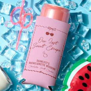 Roze en Rode Kersen Bachelorette Weekend Mini Seltzer Blikjeskoeler
