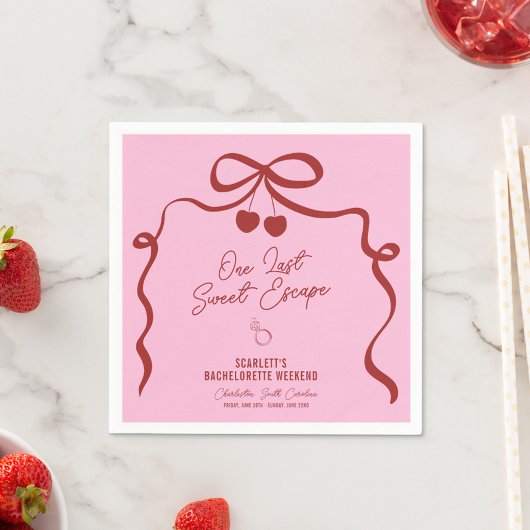 Roze en Rode Kersen Bachelorette Weekend Servet