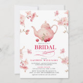 Roze en Rode Kersen Bloemen Bruids Tea Shower Kaart (Voorkant)