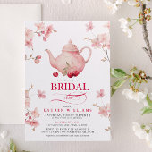 Roze en Rode Kersen Bloemen Bruids Tea Shower Kaart