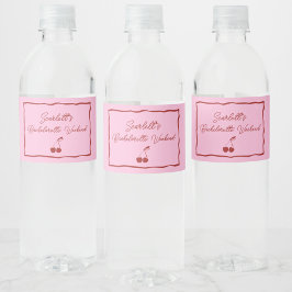 Roze en Rode Kersen Meisjes uitgaans weekend Waterfles Etiket
