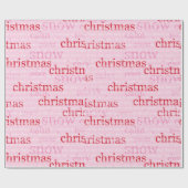 Roze en rode kerst en sneeuwwoorden cadeaupapier (Vlak)