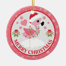 Roze en Rode Kerst Flamingo Winter