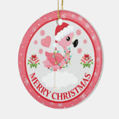 Roze en Rode Kerst Flamingo Winter Keramisch Ornament (Links)