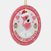 Roze en Rode Kerst Flamingo Winter Keramisch Ornament (Rechts)