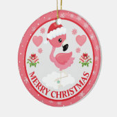 Roze en Rode Kerst Flamingo Winter Keramisch Ornament (Links)