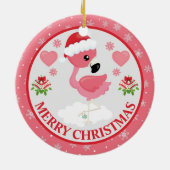 Roze en Rode Kerst Flamingo Winter Keramisch Ornament (Achterkant)