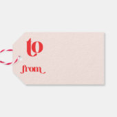 Roze en Rode Kerst Groovy Moderne Retro Cadeaulabel (Achterkant Horizontaal)