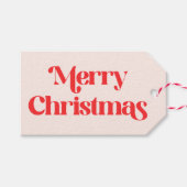 Roze en Rode Kerst Groovy Moderne Retro Cadeaulabel (Voorkant (Horizontaal))