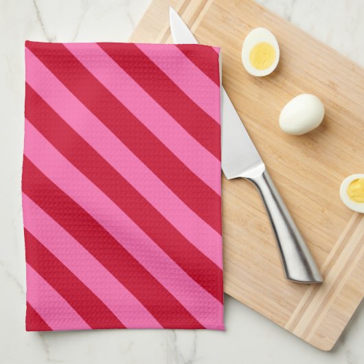 Roze en rode kerst pepermunt strepen theedoek (Quarter Fold)