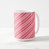 Roze en rode kerst snoepstripes koffiemok (Voorkant rechts)