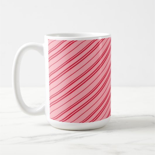 Roze en rode kerst snoepstripes koffiemok (Links)