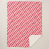 Roze en rode kerst snoepstripes  sherpa deken (Voorkant)