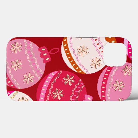 Roze en rode kerstballen Case-Mate iPhone case (Achterkant (horizontaal))