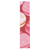 Roze en rode kerstballen korte tafelloper (Voorkant)