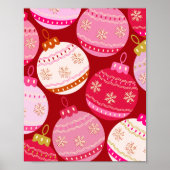 Roze en rode kerstballen poster (Voorkant)