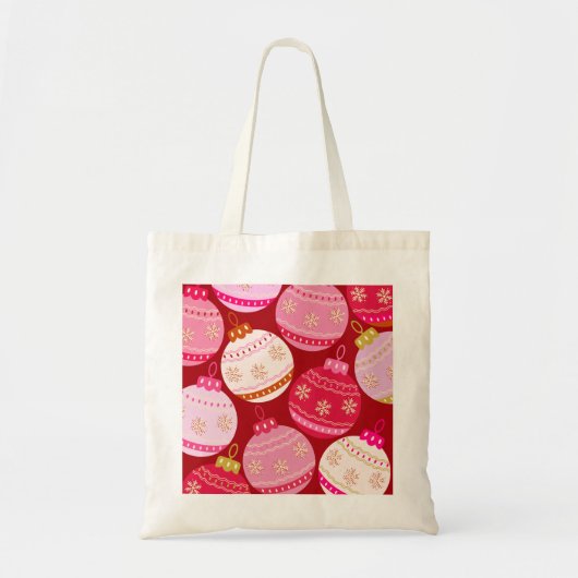 Roze en rode kerstballen tote bag (Voorkant)