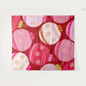 Roze en rode kerstballen wandkleed (Voorkant (horizontaal))