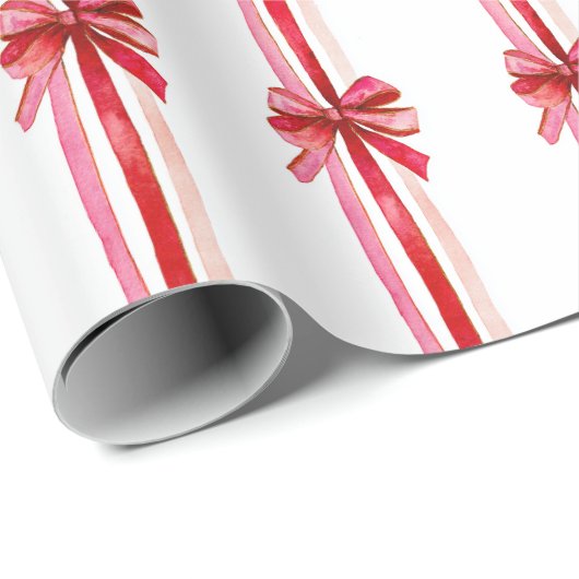Roze en rode kerstbogen cadeaupapier (Rol Hoek)