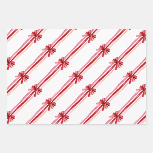 Roze en rode kerstbogen inpakpapier vel (Voorkant 3)