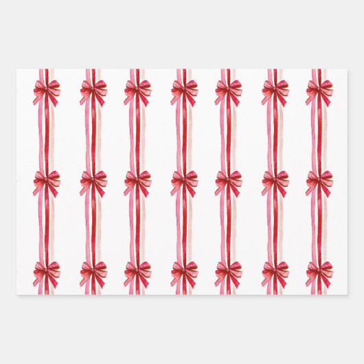 Roze en rode kerstbogen inpakpapier vel (Voorkant)