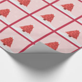 Roze en rode kerstboom cadeaupapier (Hoek)