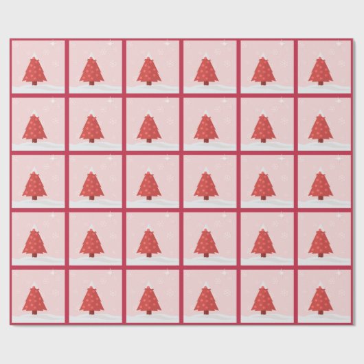 Roze en rode kerstboom cadeaupapier (Vlak)