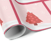 Roze en rode kerstboom cadeaupapier (Rol Hoek)