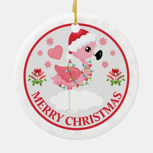 Roze en rode kerstfeestdag keramisch ornament (Achterkant)