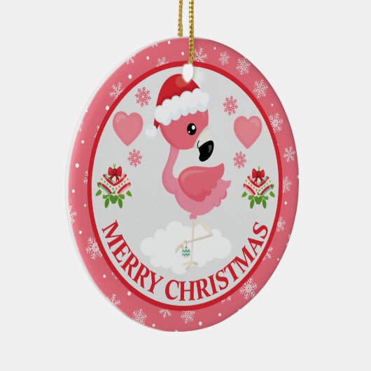 Roze en rode kerstfeestdag keramisch ornament (Rechts)