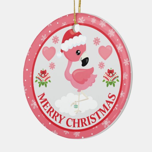 Roze en rode kerstfeestdag keramisch ornament (Links)