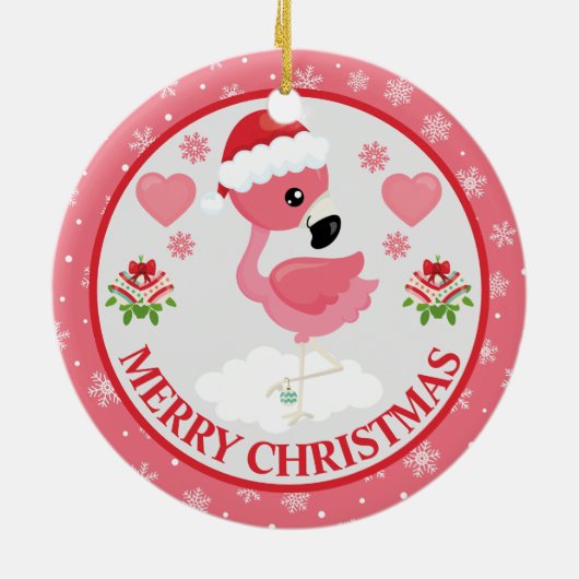 Roze en rode kerstfeestdag keramisch ornament (Achterkant)