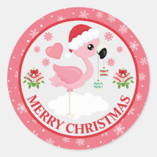 Roze en rode kerstfeestdag ronde sticker