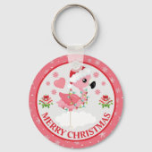 Roze en rode kerstfeestdag sleutelhanger (Voorkant)