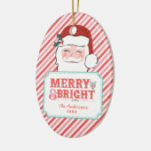 Roze en rode kerstman | Vrolijk en helder Keramisch Ornament (Links)