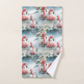Roze en Rode Kerstmis Flamingo Winter ontwerp met Bad Handdoek (Handdoek)