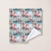 Roze en Rode Kerstmis Flamingo Winter ontwerp met Bad Handdoek (Wasdoekje)