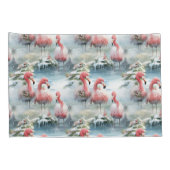 Roze en Rode Kerstmis Flamingo Winter ontwerp met Kussensloop (Achterkant-Rechts)