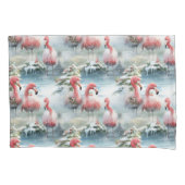 Roze en Rode Kerstmis Flamingo Winter ontwerp met Kussensloop (Voorkant-Links)