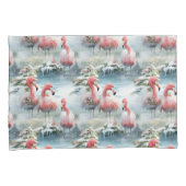 Roze en Rode Kerstmis Flamingo Winter ontwerp met Kussensloop (Voorkant-Rechts)